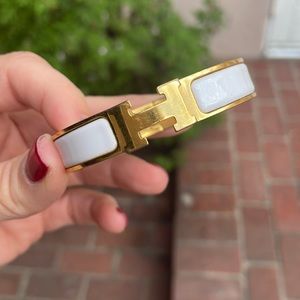 White Hermès “H” Bracelet